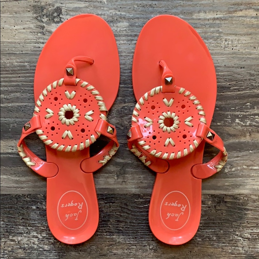 Jack Rogers Georgica Jelly Sandal, size 7 Coral
